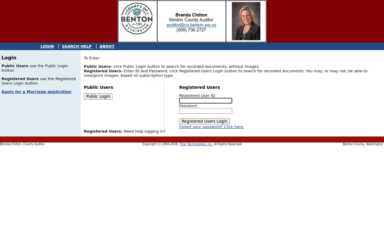 Benton eRecording public and registered access choices